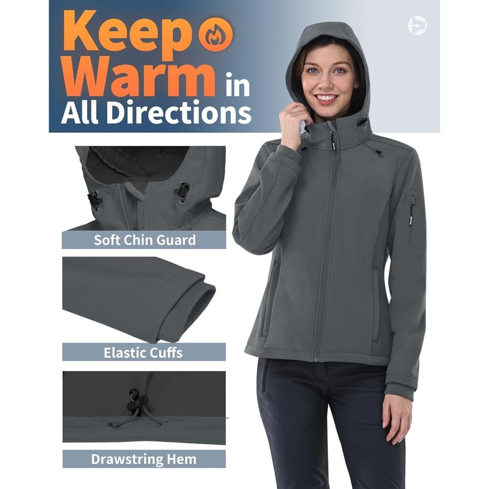 Women's Waterproof Softshell Jacket With Hood Fle… - image 4